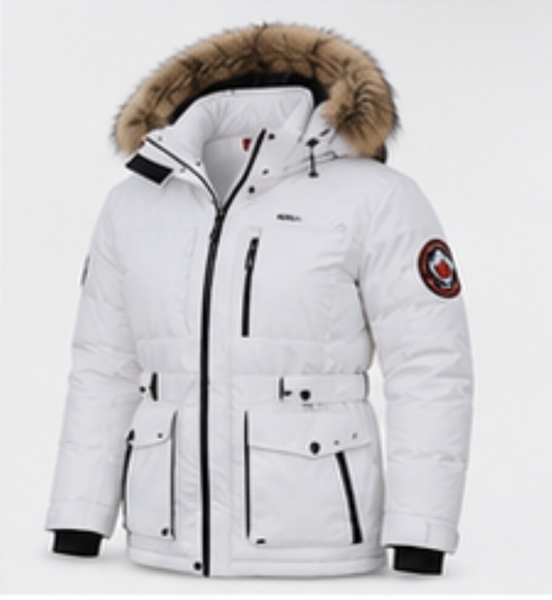 Arctic Belted Parka — White — winter jacket