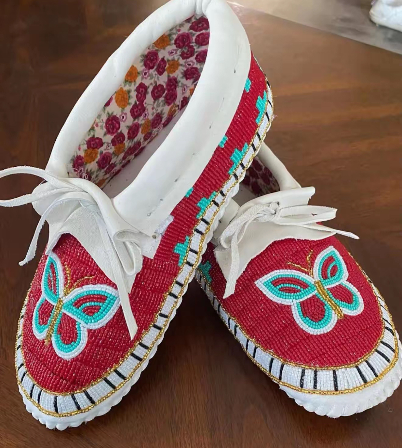Crimson Butterfly handmade moccasins