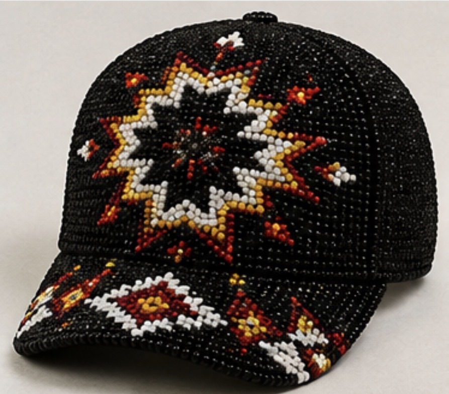 Eight-Point Star Cap — hand-beaded cap