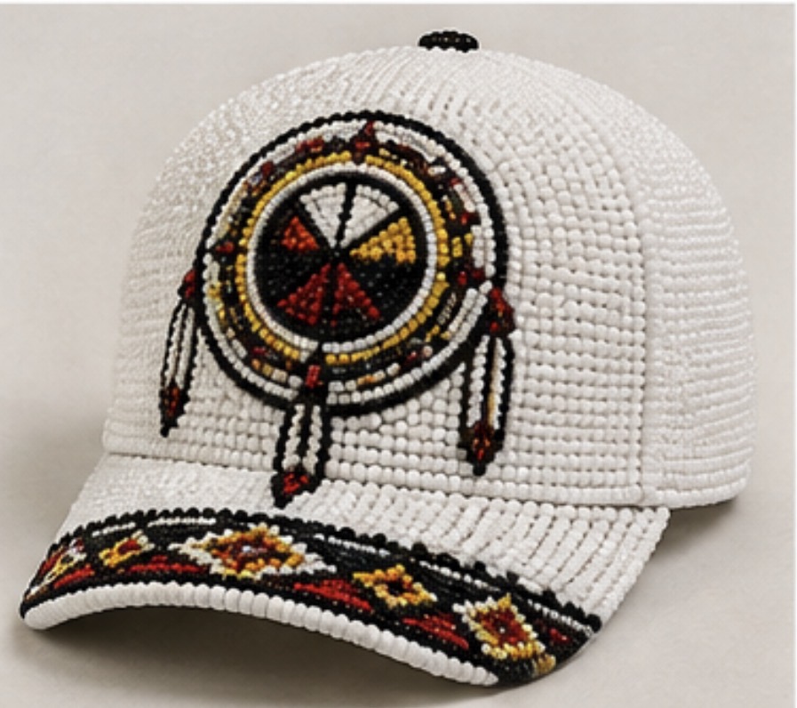 Medallion Dreamcatcher Cap — hand-beaded cap