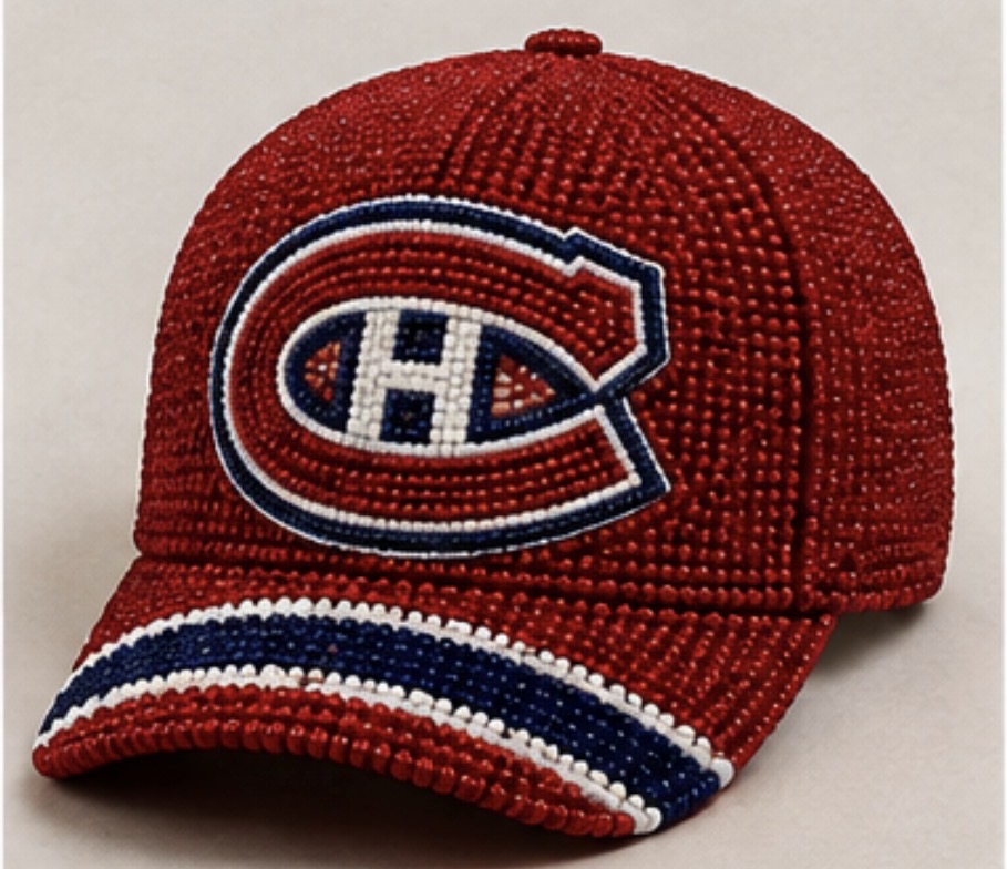 Montreal Canadiens Beaded Cap — hand-beaded cap