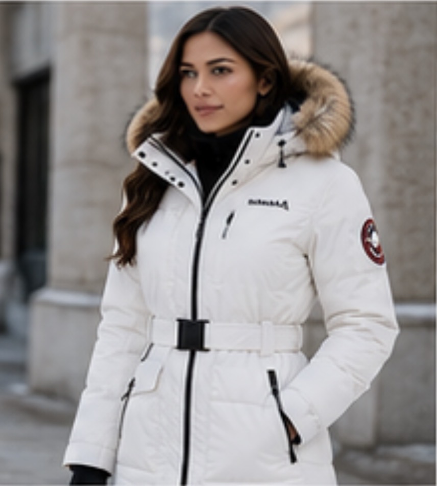 Snowfall Belted Parka — White — winter jacket