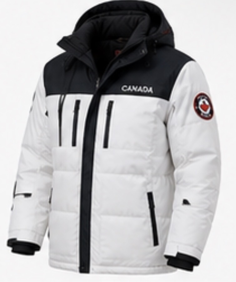 Summit Colourblock Puffer — White — winter jacket