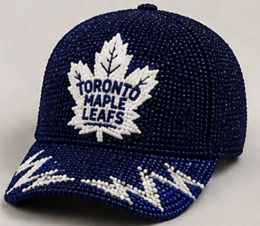 Toronto Maple Leafs Beaded Cap — hand-beaded cap